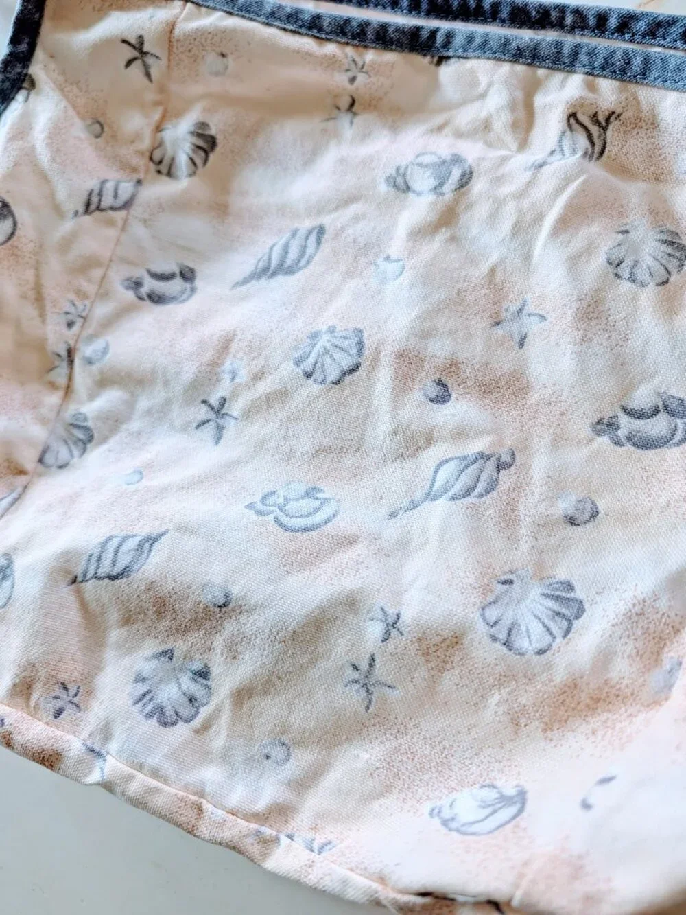 Longaberger 1999 Good Ol' Summertime Seashell Basket Liner Protector Tie-On USA